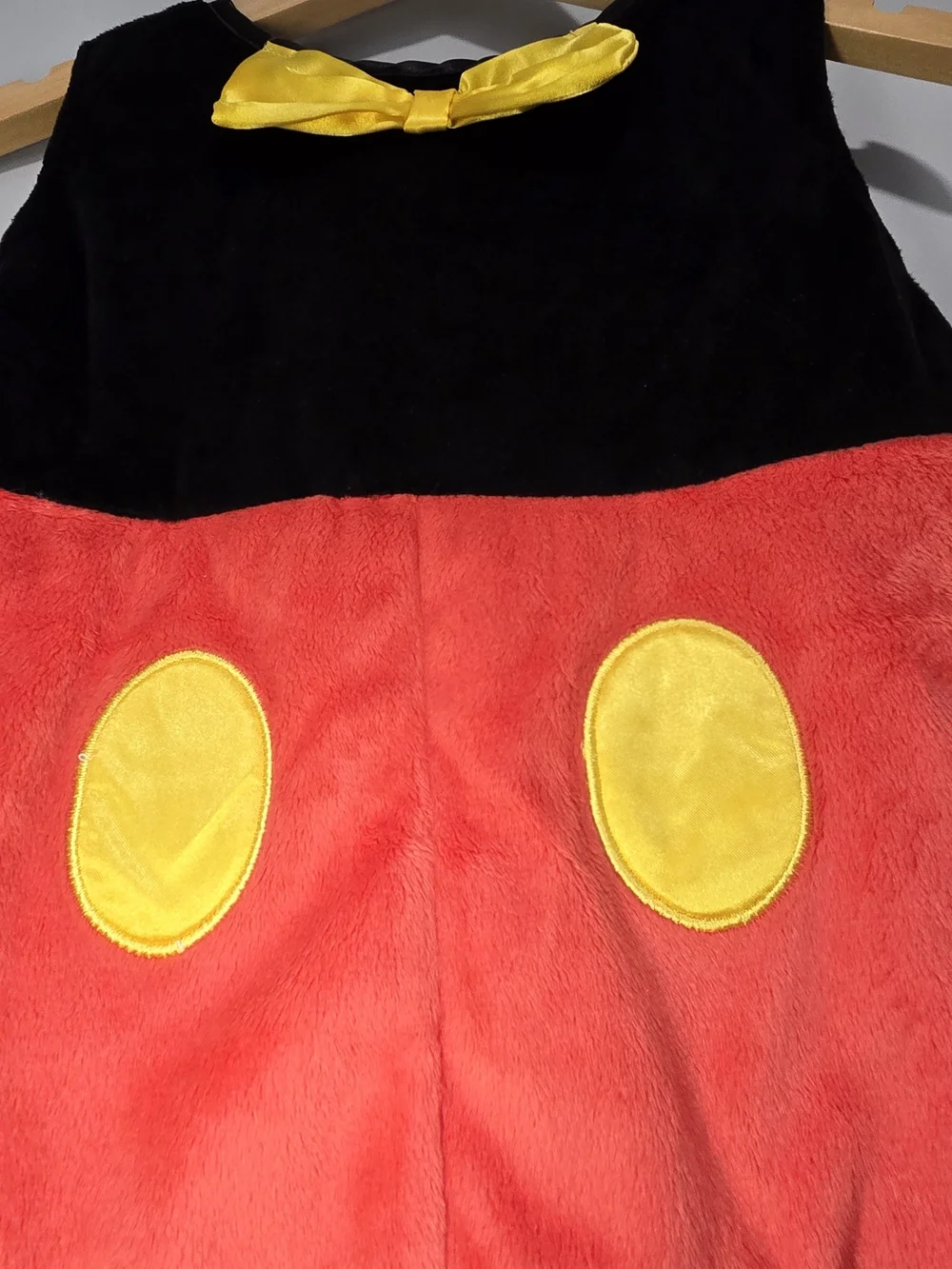 Disney Baby Mickey Costume Black Tunic with Yellow and Green Label Accents.